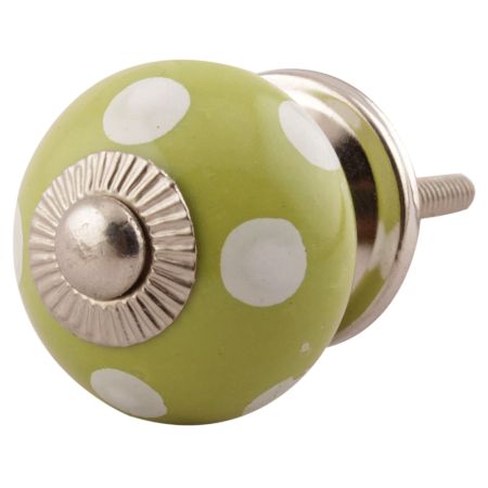 Pea Green Dotted Small Ceramic Drawer Knobs